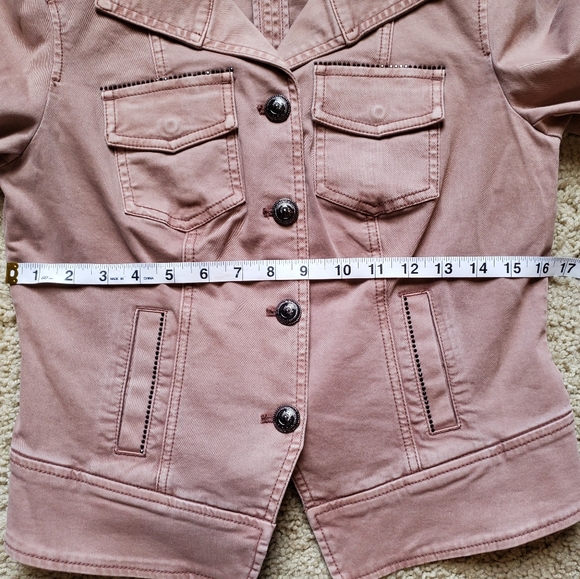 White House Black Market Petite washed denim rose twill jacket - Picture 6 of 13